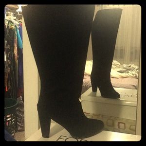 Knee high faux suede boots